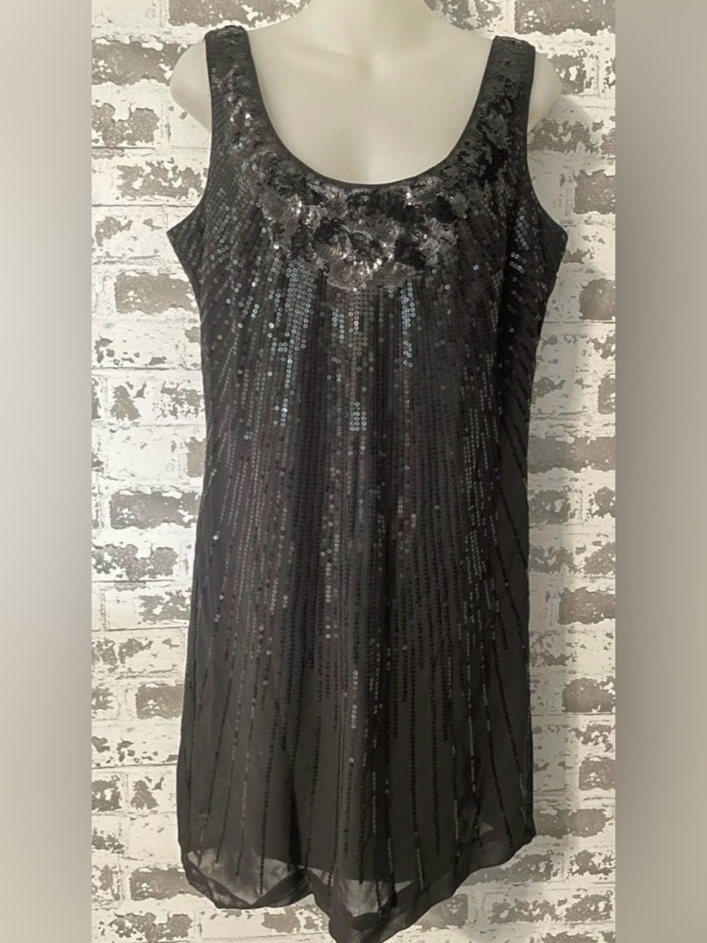 WHBM Sequins Dress Black Size 8 Sheath Cocktail Party Dress.
